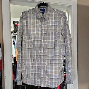 Apt. 9 Men's Gray Plaid Button Down Shirt Size Large